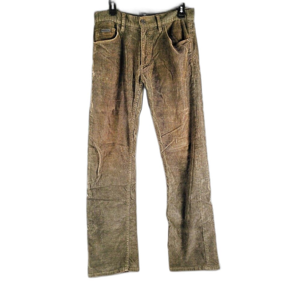 Calvin Klein Men's Corduroy Pants Size 32x32 Green/ Grey Relaxed Straight